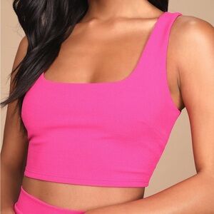 Lulu's Pink Square Neck Cropped Top Size Small